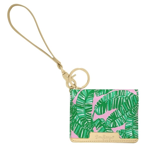 🆕 Lilly Pulitzer Vegan Keychain Slim Wallet Wristlet Let's Go Bananas NEW - Picture 2 of 5